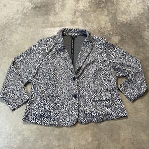 Torrid Blazer Womens 4X White‎ Rose Pockets Shoulder Pads Jacket Single Breasted